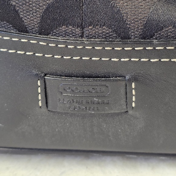 Coach Hampton Signature Jacquard Black Canvas Satchel Hobo Handbag F06366 - Picture 7 of 13